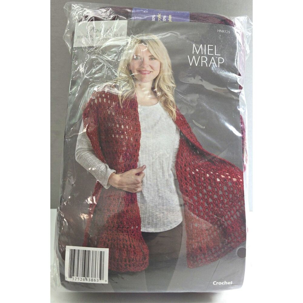 Annie's Crochet Shoulder Wrap Kit #HNK129 Deep Red 3 Skeins Instructions Sealed